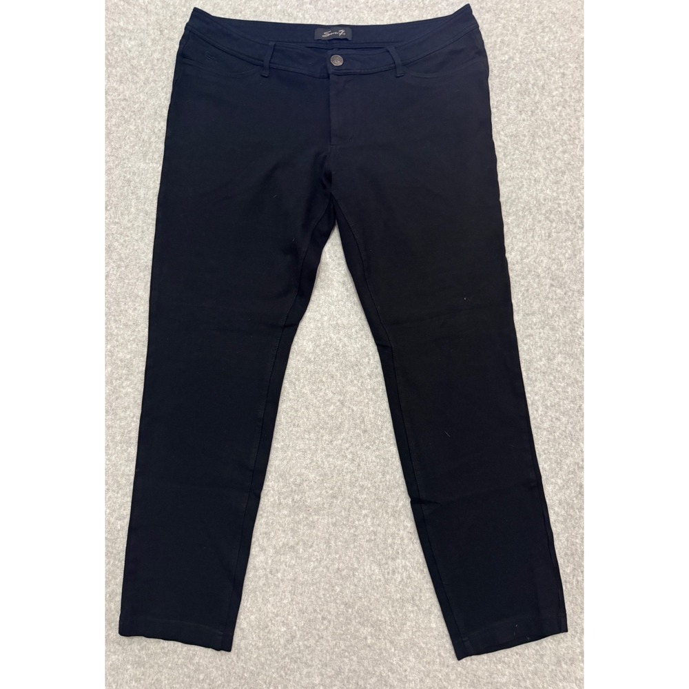 Seven7 Womens Black Stretch Straight Leg Pants Size 16 Rayon Nylon Blend